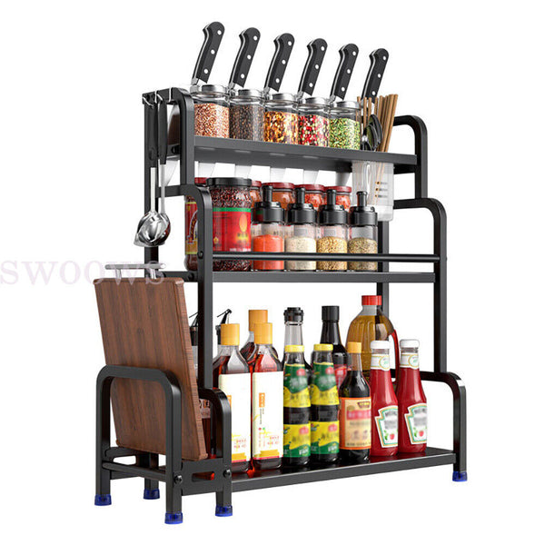 3 Tier Kitchen Cupboard Storage Spice Rack Pantry Bottle Kitchenware Organizer