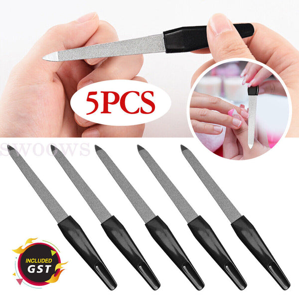 5/10pcs Dual Sided Stainless Steel Metal Nail File Art Pedicure Manicure Tool