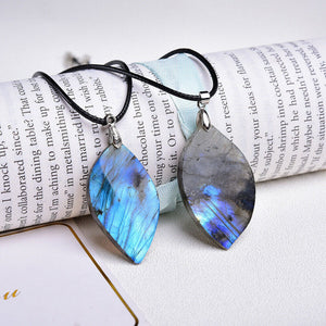 Natural Labradorite Moonstone Stone Reiki Healing Pendant Necklace Jewelry Gift