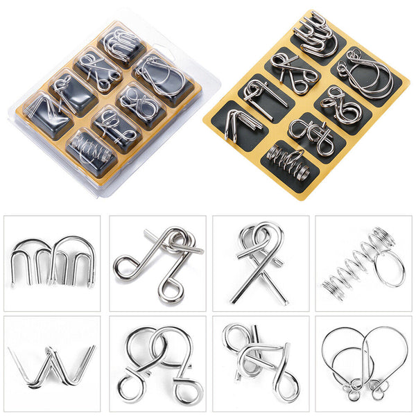 Set of 24PCS Metal Wire Puzzle Toys IQ Test Puzzle Unlock Toys Brain Teasers