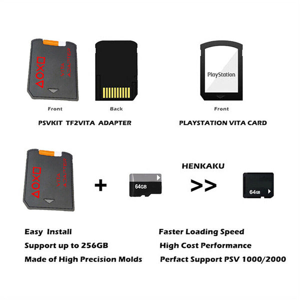 V3.0 For PSVita Game Card to Micro TF Card Adapter For PS Vita 1000 2000