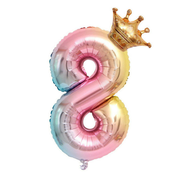 Crown Number Foil Balloons Number Ballon Happy Birthday Party Decoration 32 Inch