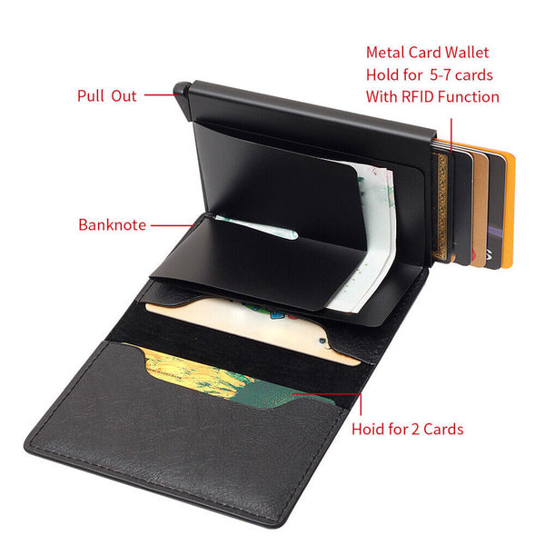 New Leather Credit Card Holder Men's Money Cash Wallet Clip RFID Blocking Purse