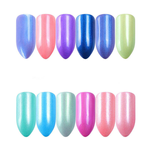 Aurora Mermaid Unicorn Pearl Shimmer Mirror AB Chrome Effect Nail Powder 12 Grid