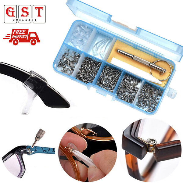 Eyeglass Sun Glasses Optical Repair Tool Screw Nut Nose Pad Assortment Set Kit