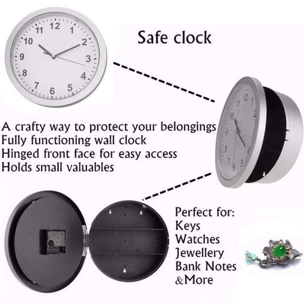 Security Money Cash Compartment Stash Box Clock Safe Hidden Wall Secret Jewelry