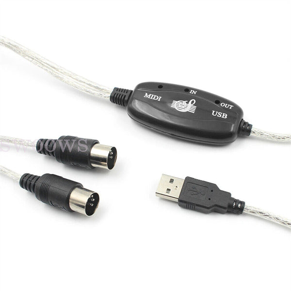 NEW USB IN-OUT MIDI Interface Cable Converter PC IN Music Keyboard Adapter Cord