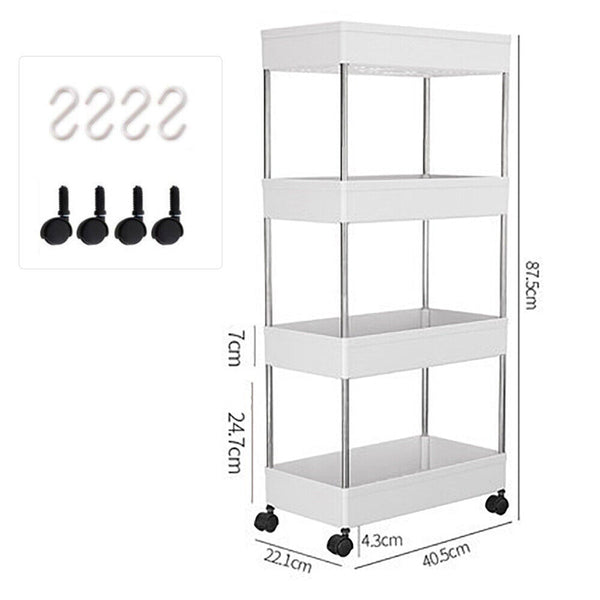 4 Tiers Kitchen Trolley Cart Steel Storage Rack Shelf Trolley Organiser