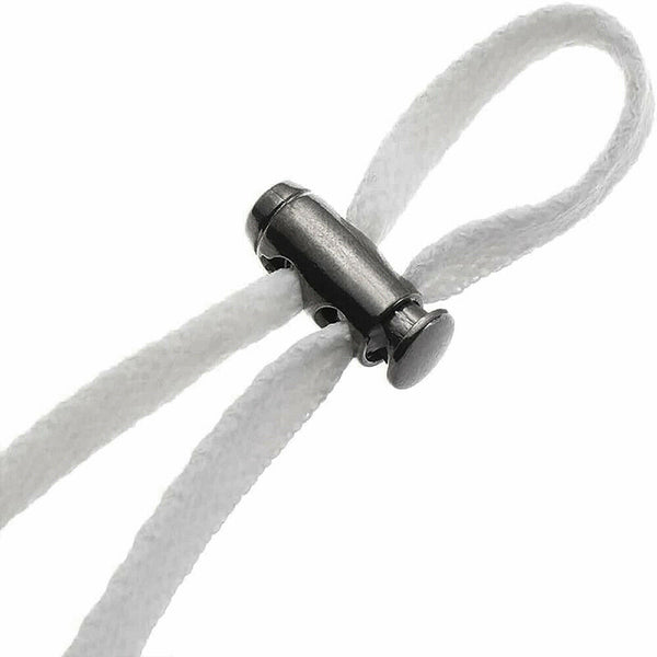 UPTO 100X Double Hole Metal Cord Lock Apparel Clamp Barrel Toggle Spring Stopper