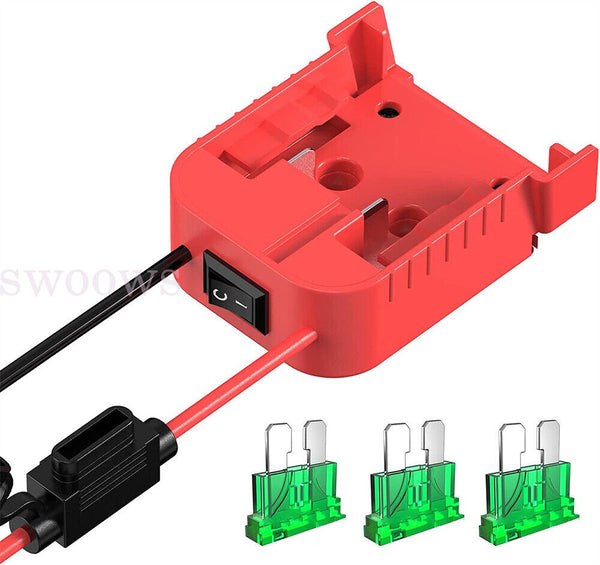 Battery Adapter Base With Fuse Built-in Switch For 18V To Dock Holder 12Awg