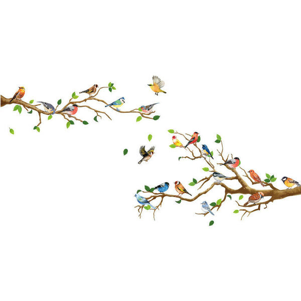 Bedrooms Bathrooms Removable Wall Stickers Birds on Tree Branch Wall Decor Decal