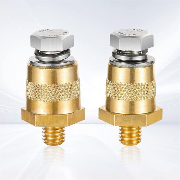 2pcs M8 Battery Terminal Connector Brass Tone Post Adapter/Stud Screws Nuts AU