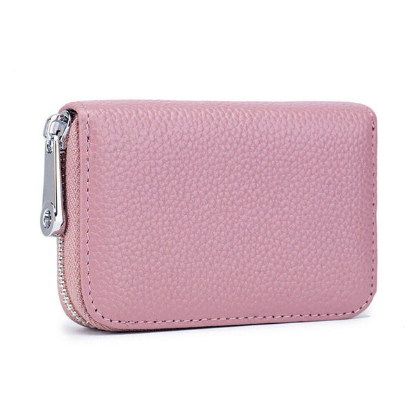 Women Zip Leather Wallet Card Holder Short Wallet RFID Blocking Coin Purse Pouch