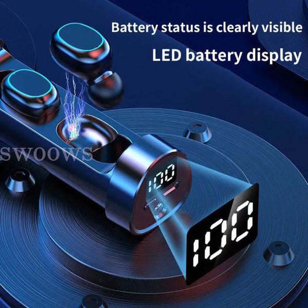 LED Wireless Bluetooth Earphones Headphones Earbuds Waterproof Display for Apple