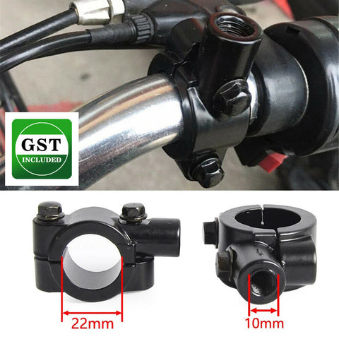 Universal Motorcycle Handle Bar Mirror Mount Holder Clamp Adaptor 7/8“Black 10mm