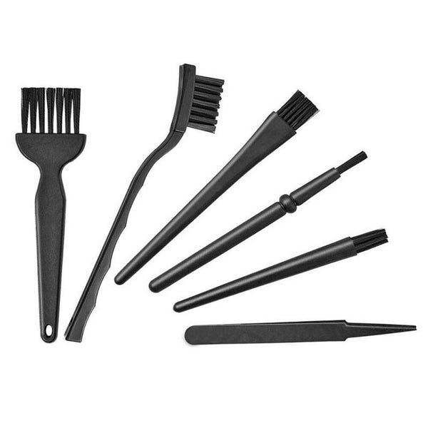 6pc Anti-Static Keyboard Cleaning Kit Black Plastic Laptop PC Dust Cleaner Brush