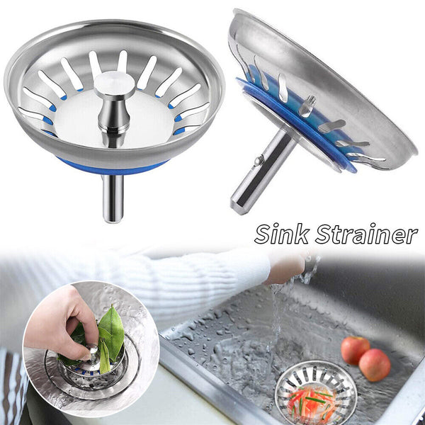 2PCS Stainless Steel Kitchen Sink Strainer Plug Waste Drain Stopper Filter