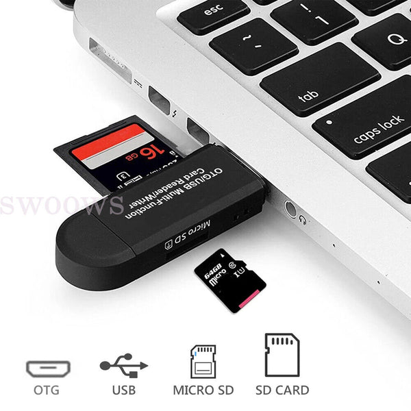 Micro USB OTG to USB 2.0 Adapter SD TF Micro Card Reader For PC Mobile Phone AU