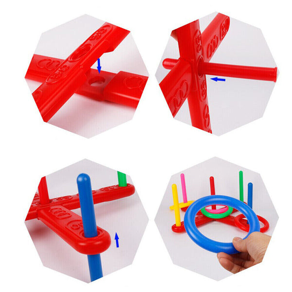 Children Rope Hoop Quoits Fun Ring Toss Outdoor Game Set Puzzle Interactive Toy