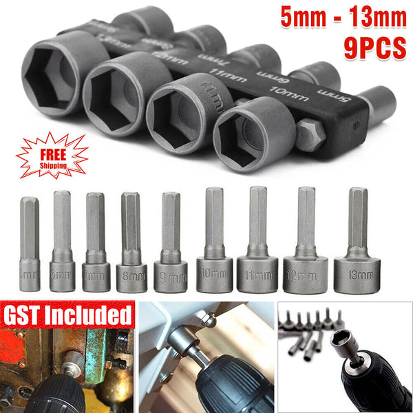 5-13mm Hex Socket Sleeve Magnetic Nut Driver Set Drill Bit Adapter Power Tool AU