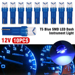 10X T5 BLUE SMD LED DASHBOARD BULB GLOBE CONVEX LENS 12V DASH INSTRUMENT LIGHT