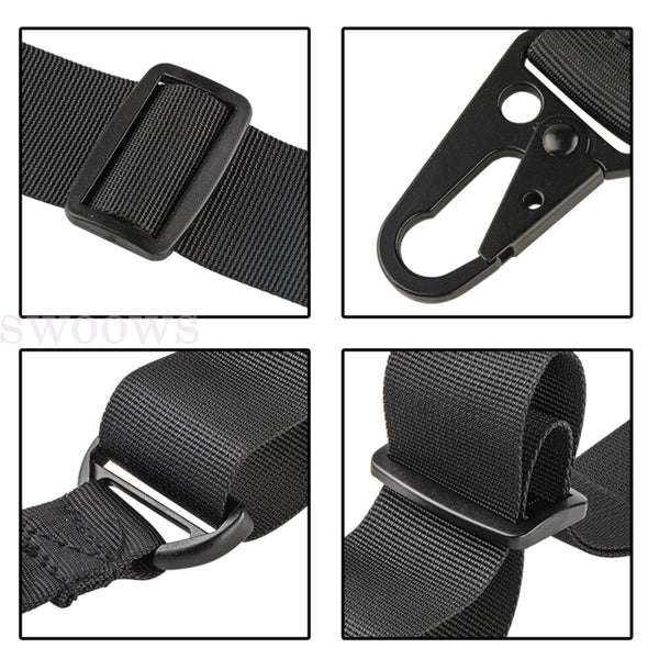 Tactical 2 Point Rifle Gun Sling Strap Adjustable Shotgun Belt Swivel Mount