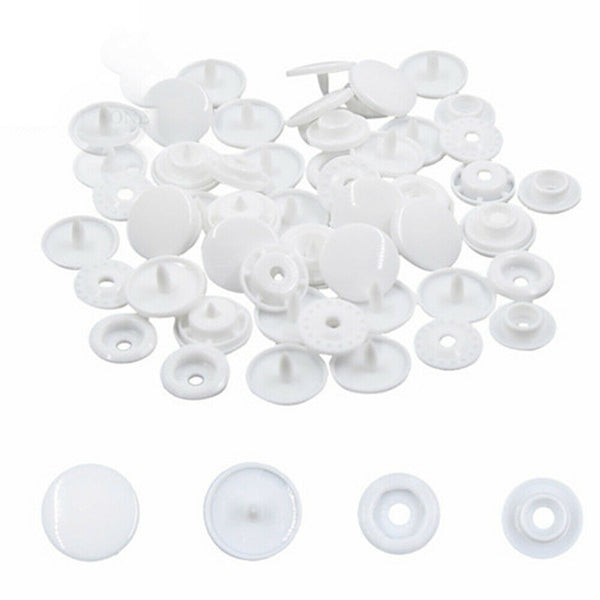 100 Set Size 20 T5 Plastic Resin Press Studs Snap Fasteners Poppers BLACK /WHITE