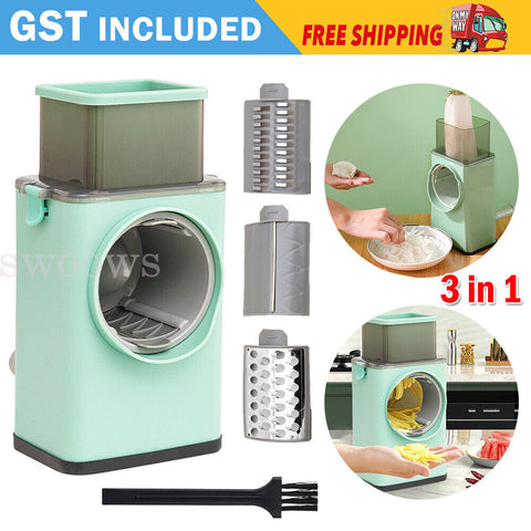 Kitchen Vegetable Food Manual Rotary Drum Grater Chopper Slicer Cutter Shredder