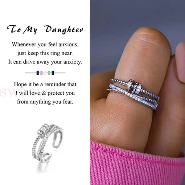 To My Daughter-Fidget Ring,Anti Anxiety Ring with Beads Spinner For Girls