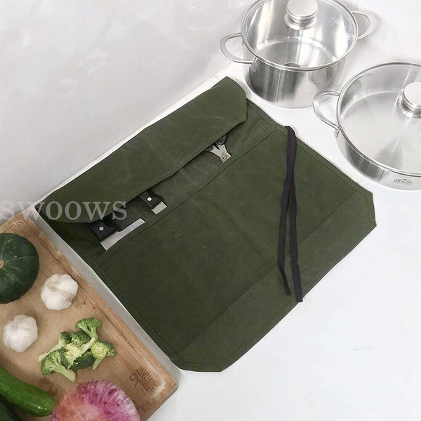 Green 7 Slot Kitchen Portable Storage Bag Chef Knife Bag Carry Roll Holder