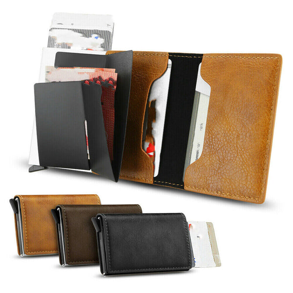 New Leather Credit Card Holder Men's Money Cash Wallet Clip RFID Blocking Purse