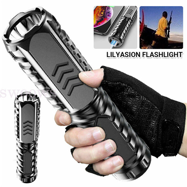 Lilyasion Flashlight Multifunctional Rechargeable Flashlight for Outdoor BLACK