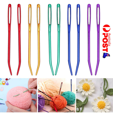 2~10pcs Bent Blunt Darning Needle Set Large Eye Bodkin Crochet Yarn Knitting Alu