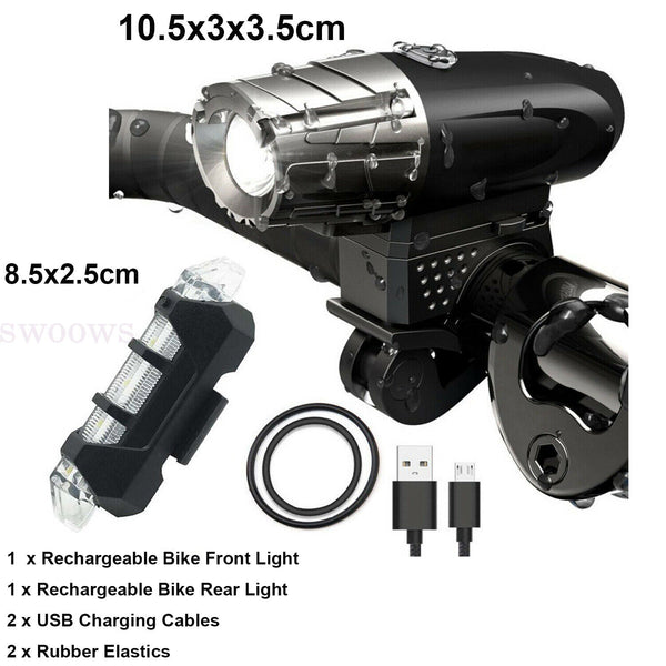 Waterproof Rechargeable LED Bike Bicycle Light USB Cycle Front Back Headlight AU