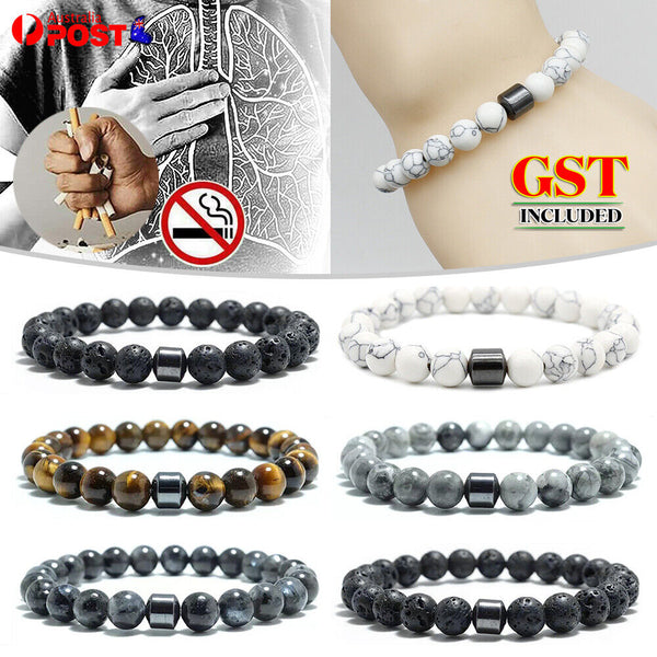 Triple Protection Smoking Cessation Bracelets 8MM Magnet Anti Smoke Bracelet AU