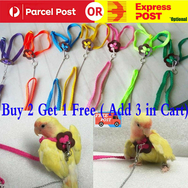 Adjustable Pet Parrot Bird Harness Lead Leash Flying Training Rope Cockatiel HOT