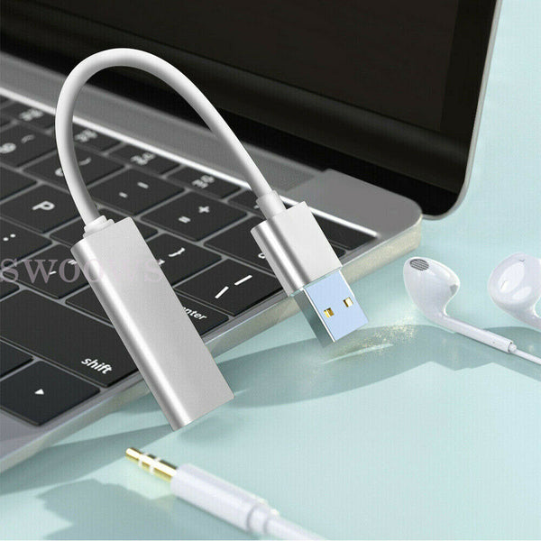 New USB External Sound Adapter with 3.5mm Audio Combo Jack for Headset & Mic