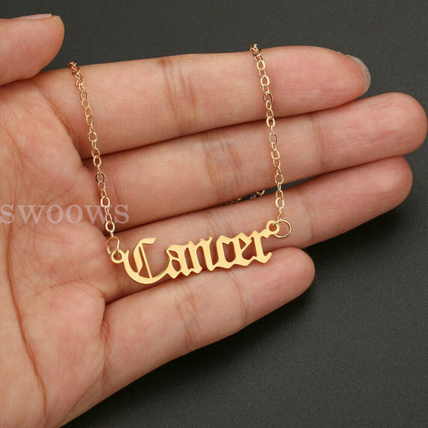 Horoscope Zodiac Star Sign Pendant Old English Necklace Gold Jewellery Chain