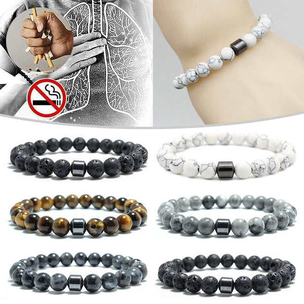 Triple Protection Smoking Cessation Bracelets 8MM Magnet Anti Smoke Bracelet AU