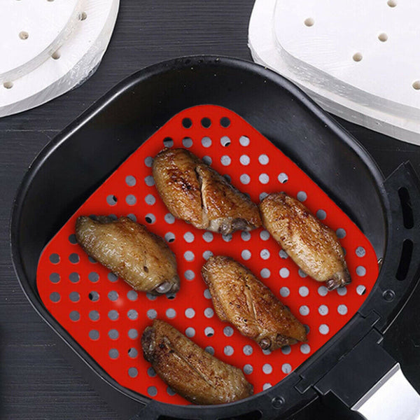 Square/Round Reusable Air Fryer Liners Non-Stick Silicone Air Fryer Basket Mat