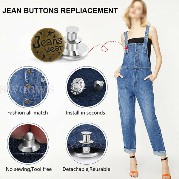 2/15pcs 17mm Jeans Jacket Denim Buttons Press Repair Tack Replacement No Sewing