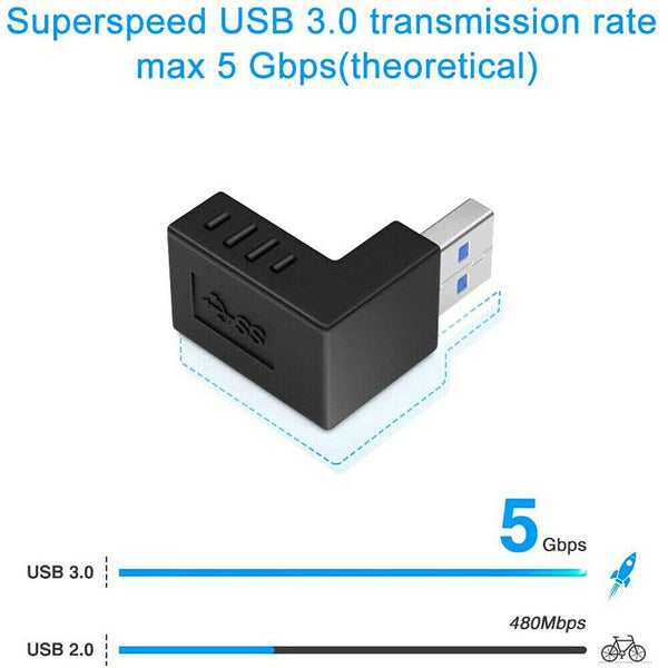 Angle Extension Extender 90 Degree USB 3.0 A male to female Adapter Connector