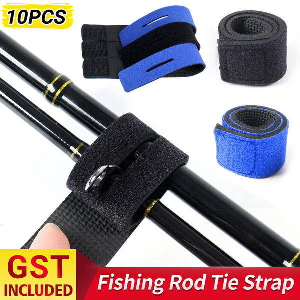 10x Fishing Rod Tie Strap Wrap Band Pole Holder Fastener Ties Tackle Fish Access