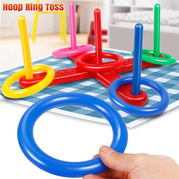 Children Rope Hoop Quoits Fun Ring Toss Outdoor Game Set Puzzle Interactive Toy