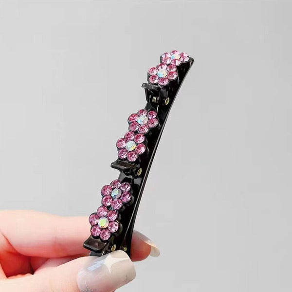 Sparkling Crystal Stone Braided Hair Clips Double Bang Hair Clip Accessories