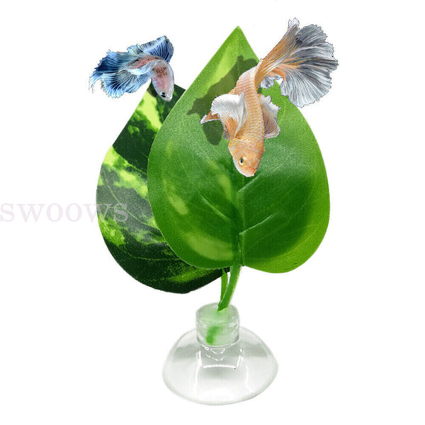 Artificial Plant Leaf Betta Hammock Fish Rest Bed Tropical Aquarium Decor