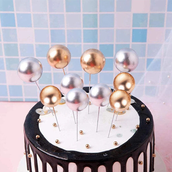 10/20 Golden Ball Cake Topper Birthday Party Cupcake Topper for Cake Decoration