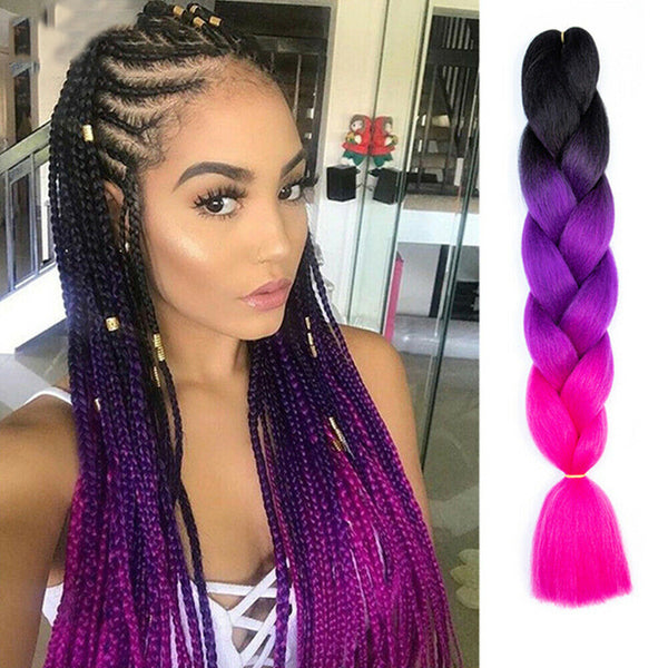 Women Coloured Jumbo Braiding Hair Extensions Braids Twist Hight Temperature