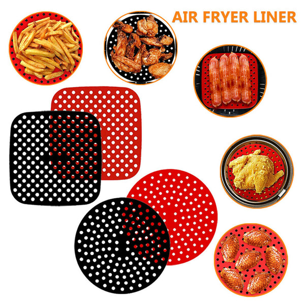 Square/Round Reusable Air Fryer Liners Non-Stick Silicone Air Fryer Basket Mat