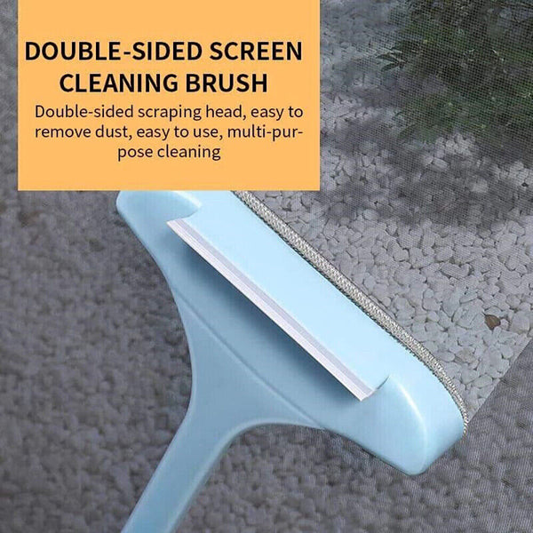 2 In 1 Glass Window Wiper Cleaner Squeegee Mesh Screen Mirror Home Car Brush Set